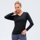 New autumn and winter yoga wear for women, long-sleeved quick-drying elastic tight T-shirt for running and sports, fitness top 12525