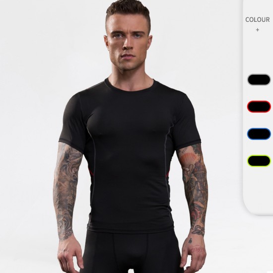 Men's PRO Tight Short-sleeved Sports training fitness Wear Elastic Quick-drying Sweat-wicking Breathable T-shirt Top 91204