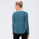 Women's autumn and winter yoga exercise long-sleeved loose casual quick-drying breathable round-neck T-shirt fitness wear top 12526