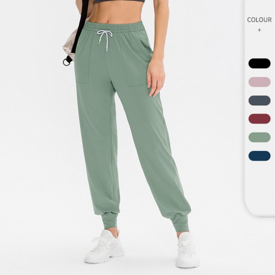New loose yoga long pants, women's elastic, casual sports, elastic corset pants, quick-drying running and fitness pants 12362