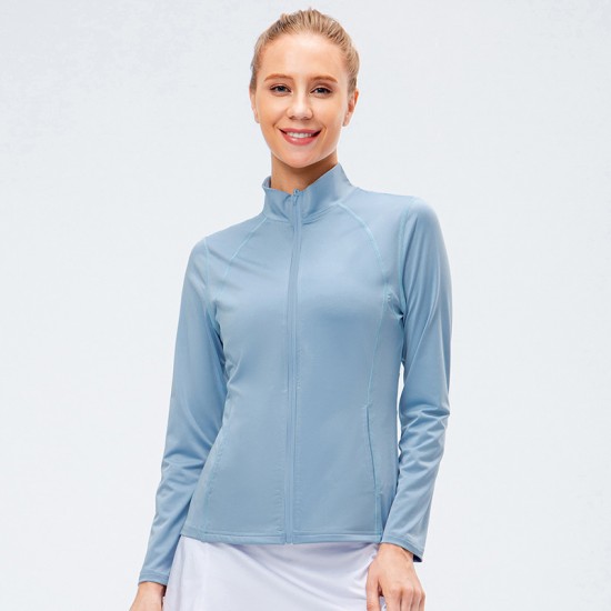 Women's Autumn And Winter Zipper Long Sleeve Sports Jacket Tight Fitness Yoga Clothing Stretch Quick-drying Running Top 12613