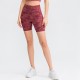 Women's Printed Nude Yoga Shorts With Pockets Skin-friendly Tight Elastic Quick-drying Sports Fitness Shorts 02413