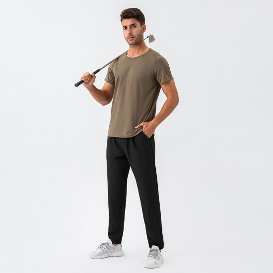 Men's straight, loose running and fitness pants, nylon quick-drying and breathable sports training pants D15014