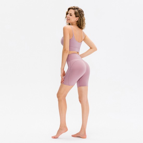 Women's yoga shorts, high-elastic tight training quick-drying fitness pants, high-waisted peach-shaped running sports pants 12420