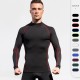 Men's High Collar Fitness Long Sleeve Pro Sports Running Long Sleeve T-shirt Autumn And Winter Elastic Quick-drying Stand Collar Vests 1058