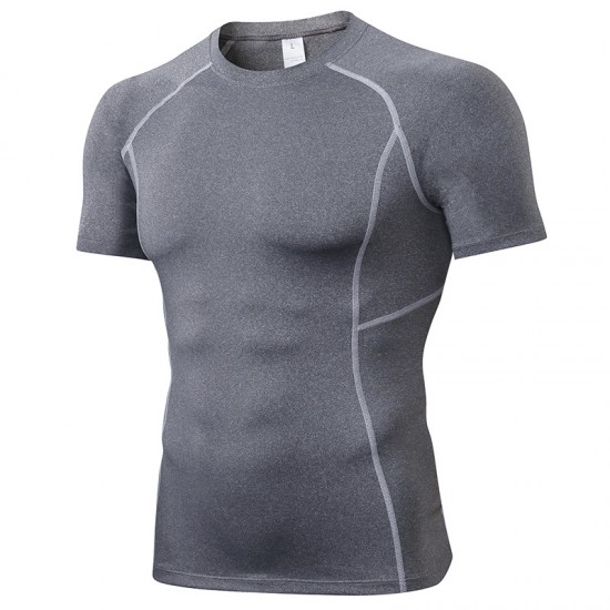 Men's Tight Training PRO Short-sleeved Fitness T-shirt Elastic Sweat-wicking Quick-Drying Compression Shirt 1008