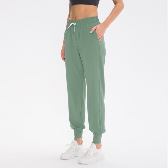 Women's drawstring running sports pants, loose fitness tight-fitting pants, casual bagged stretch yoga pants 12355