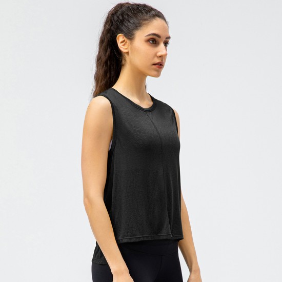 Spring and summer new women's loose yoga vest, quick-drying breathable fitness wear, running casual sports smoece 22135