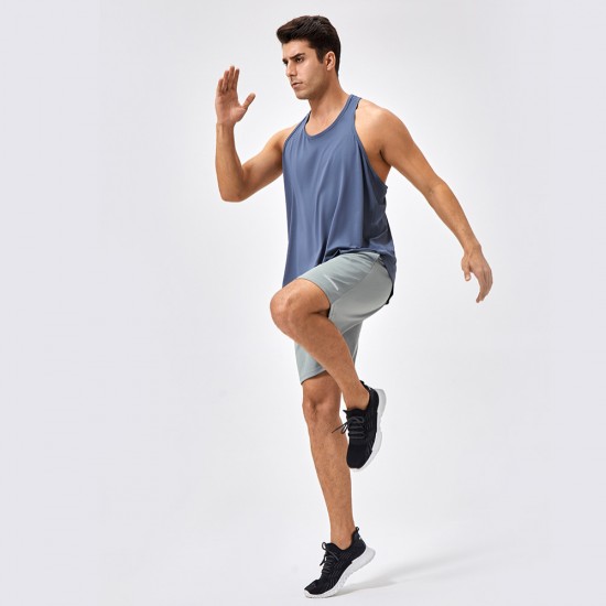 Men's Loose Fitness Vest Round Neck Running Sports Top European And American Quick-drying Breathable Training I-shaped Vest 41115 Men's Loose Fitness Vest Round Neck Running Sports Top European And American Quick-drying Breathable Training I-shaped Vest 41115